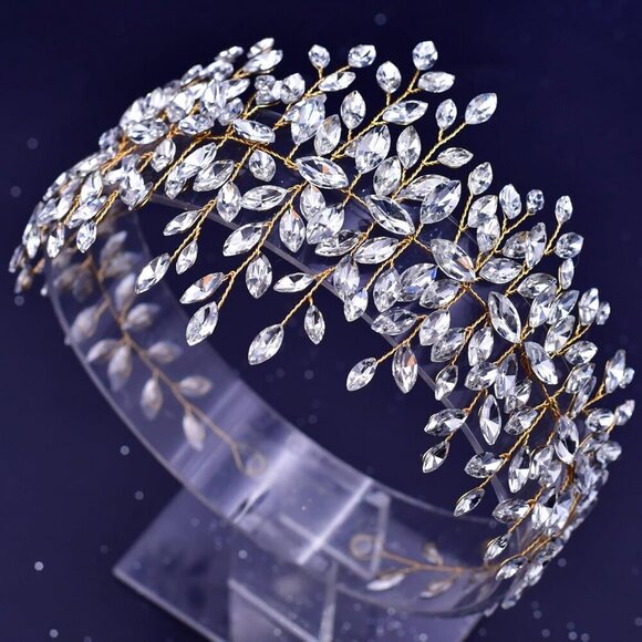 Rhinestone Bridal Headpiece Gold Wedding Hair Accessories Bridesmaids main image 5